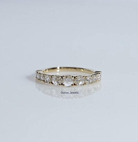 Rose Cut Round Diamond Half Eternity Band