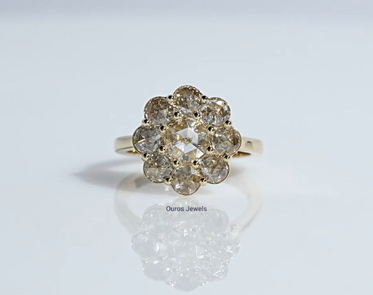 Rose Cut Round Lab Diamond Halo Ring