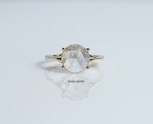 Rose Cut Round Diamond Split Shank Ring