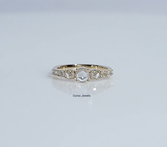 Rose Cut Round Lab Diamond Half Eternity Band