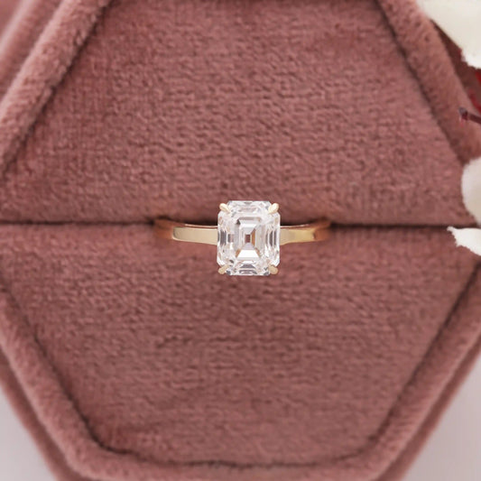 Old Mine Emerald Cut Solitaire Diamond Engagement Ring