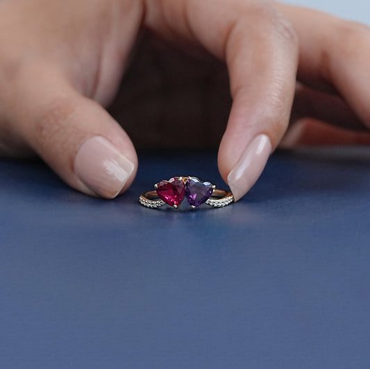 Two Heart Lab Diamond Curved Ring