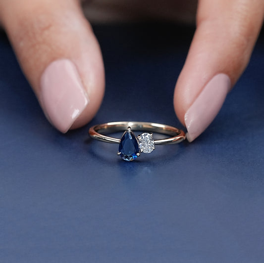 Pear And Oval Cut Lab Grown Diamond Solitaire Ring