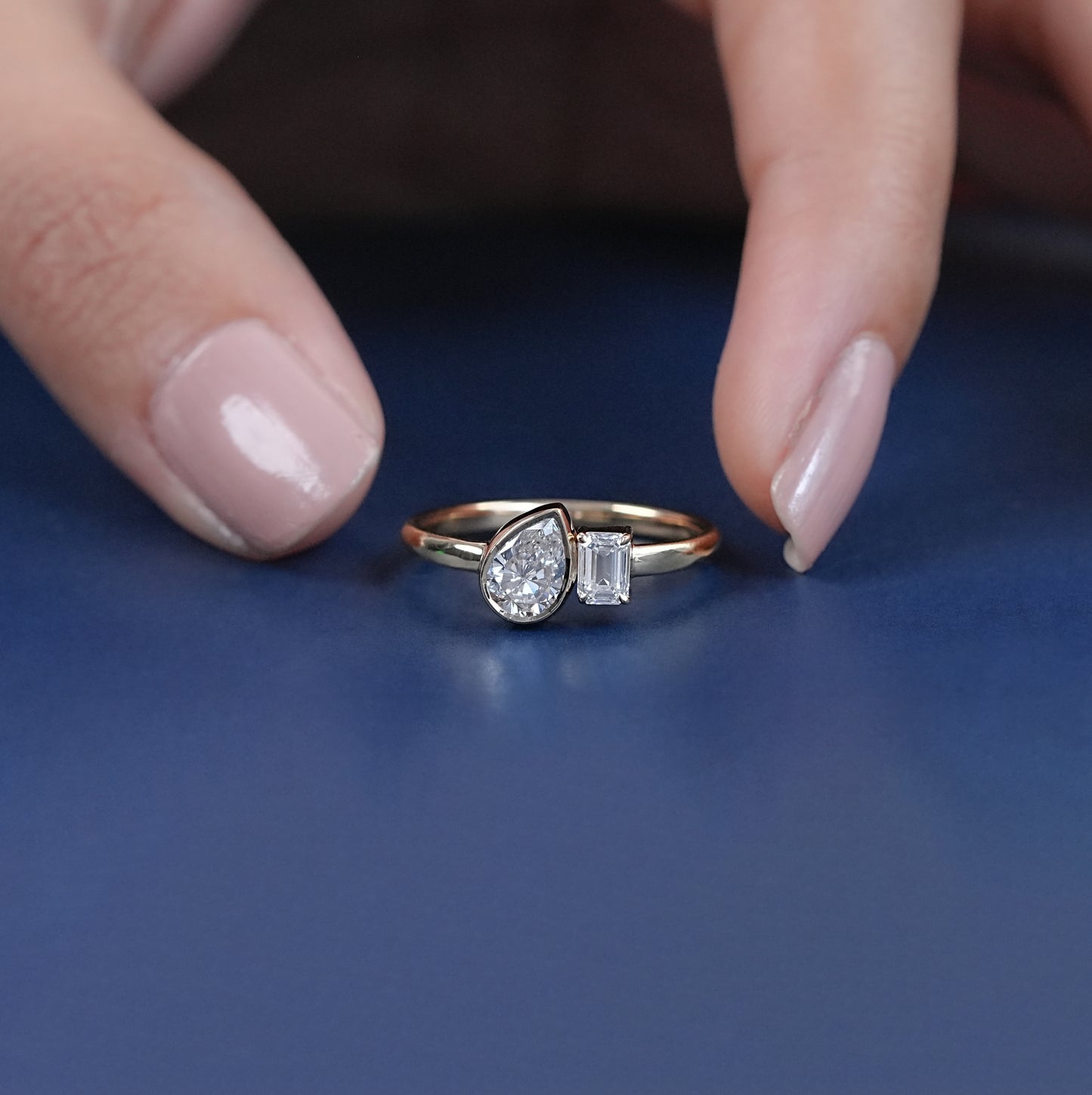 Pear & Emerald Cut Lab Grown Diamond Ring