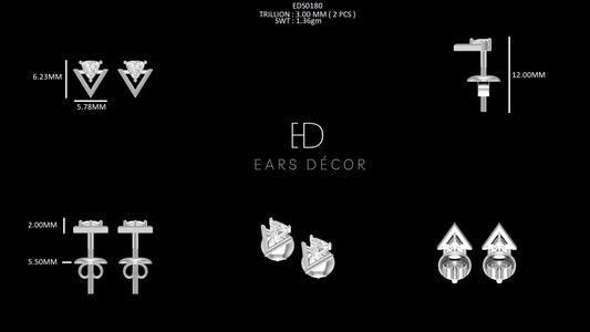 Trillion Cut Lab Diamond Dainty Stud Earrings