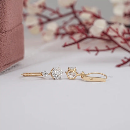 OEC Round Lab Diamond Lever Back Earrings