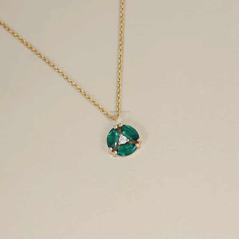 Emerald Marquise Gemstone Pendant