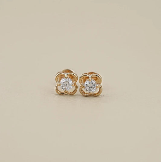 Round Lab Grown Diamond Flower Earrings