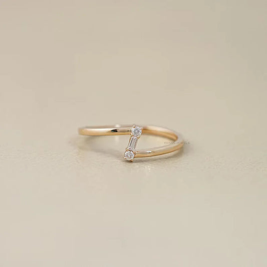Three Stone Baguette Cut Bypass Ring