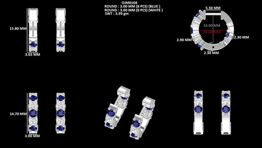 Sapphire Round Gemstone Hoop Earring