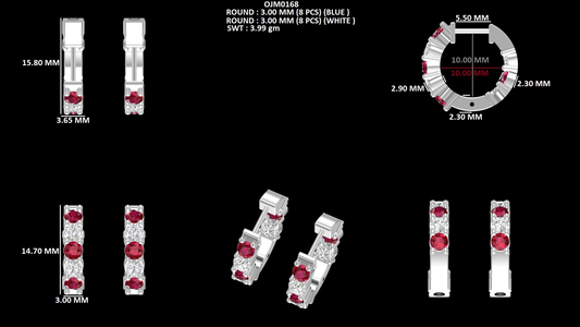 Ruby Round Gemstone Hoop Earrings