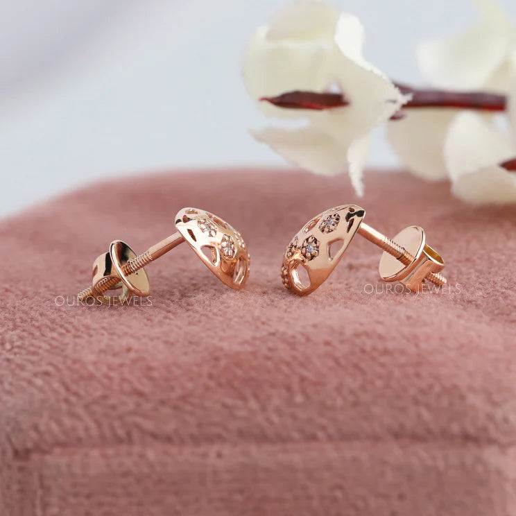 Rose Gold  Pear Shape  Lab Diamond  Stud