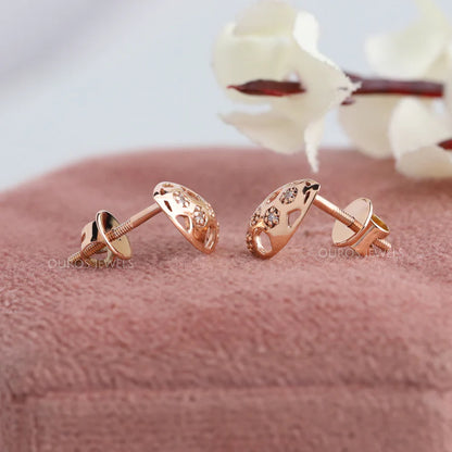 Rose Gold  Pear Shape  Lab Diamond  Stud