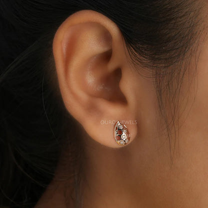 Rose Gold  Pear Shape  Lab Diamond  Stud