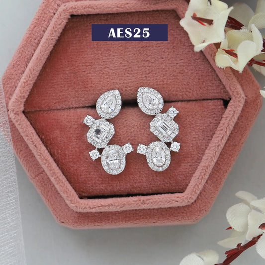 Multi Shape Emerald Cut Drop Earrings