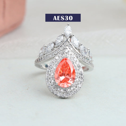 Pear Shaped Halo Bridal Engagement Ring