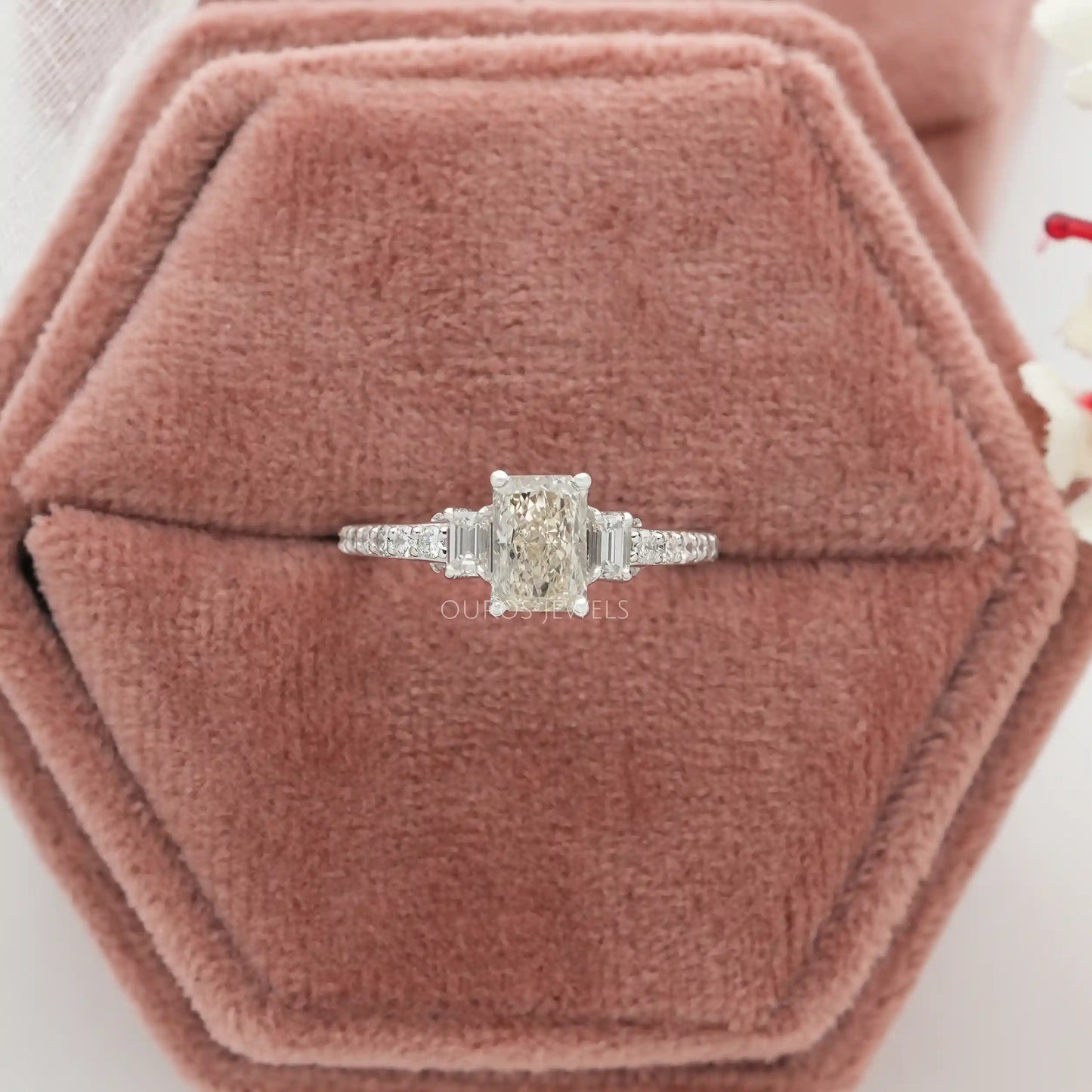 Radiant Cut Diamond Solitaire Accent Ring