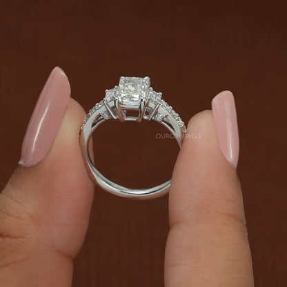 Radiant Cut Diamond Solitaire Accent Ring