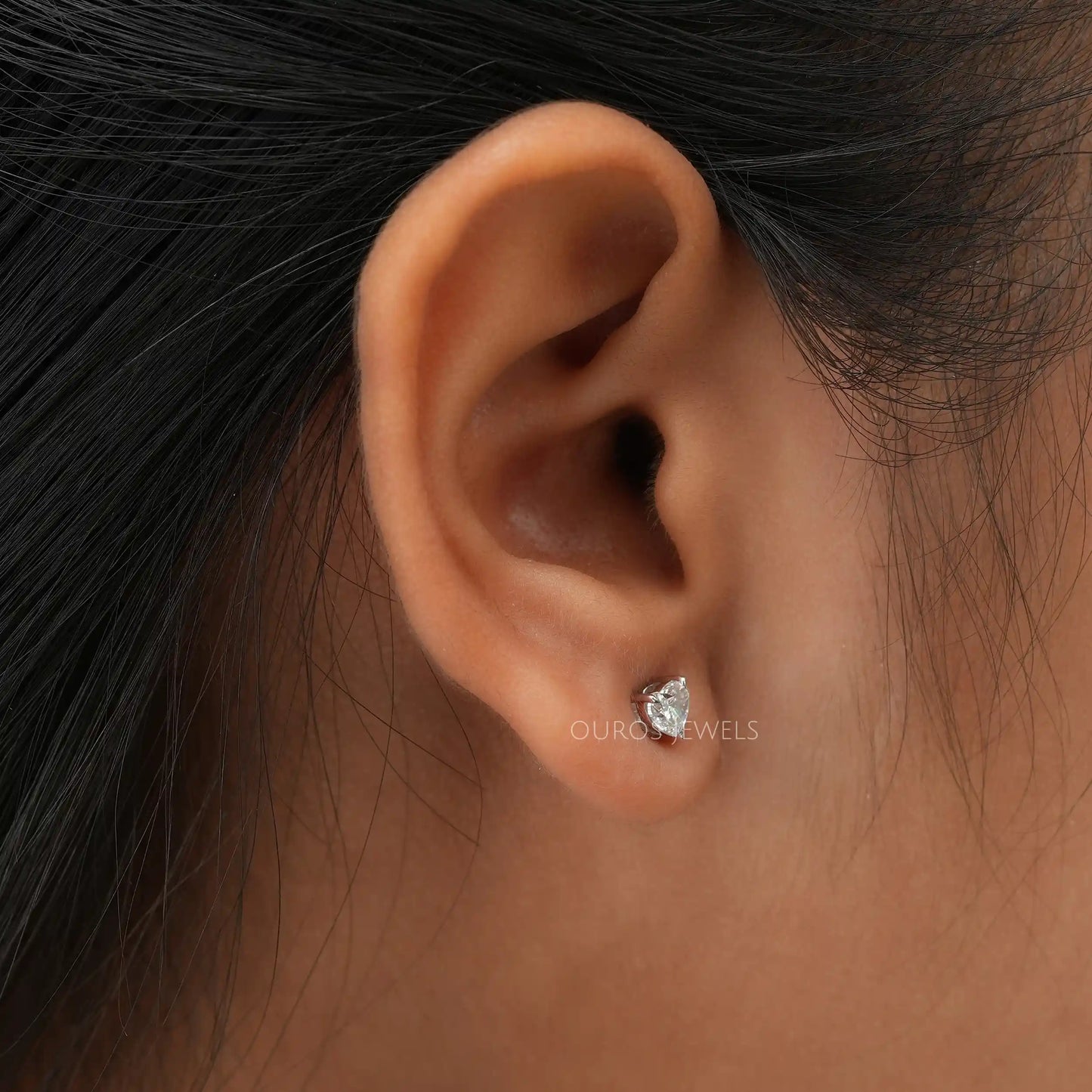Heart Cut Diamond Stud Earrings