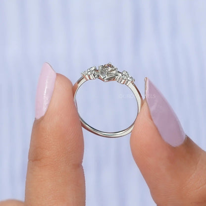 Olive Princess Cut Cluster Diamond  Ring