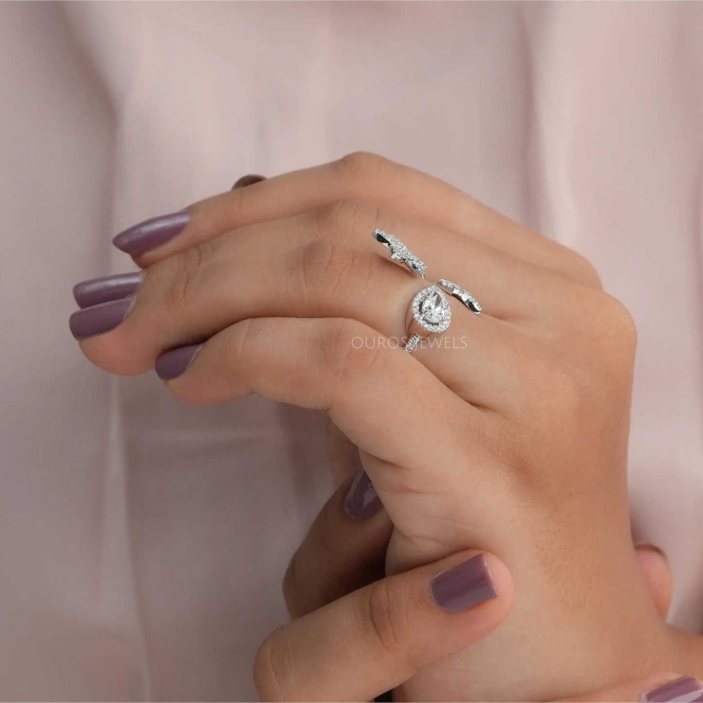 Pear Cut Lab Diamond Engagement Ring