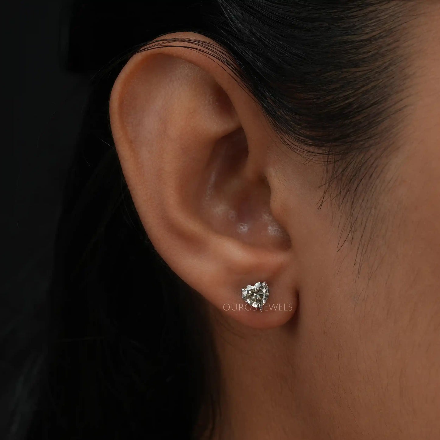 Heart Cut Lab Diamond Stud Earrings