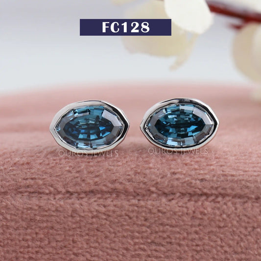 Step Cut Oval Bezel Stud