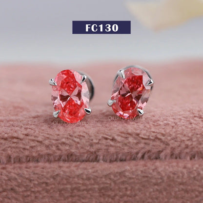 Pink Oval Shaped Stud Earrings