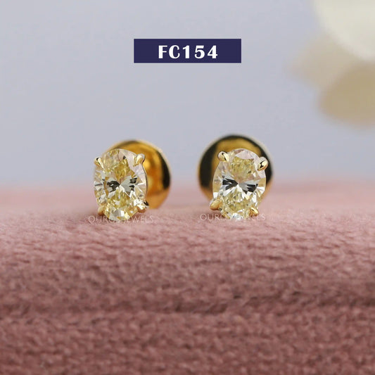 Yellow Oval Shaped Stud Earrings