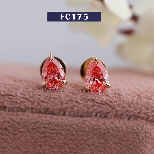 Pink Pear Diamond Earring