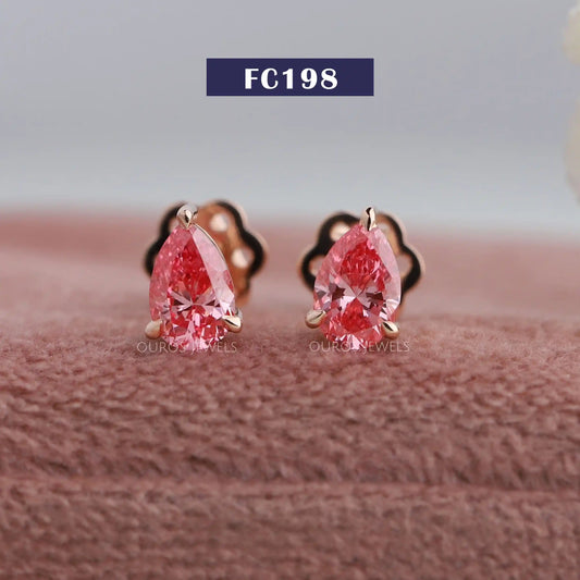 Pink Pear Shaped Stud Earrings