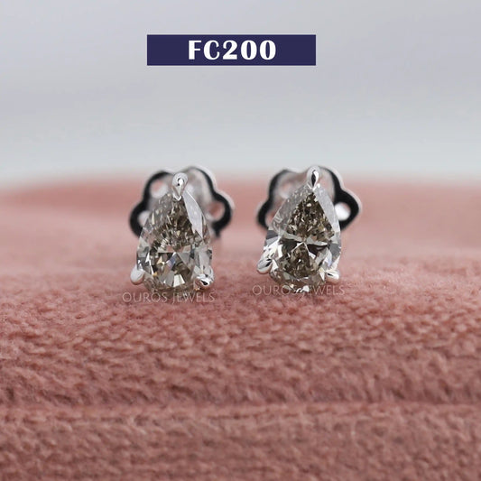 Olive Pear Cut Diamond Stud