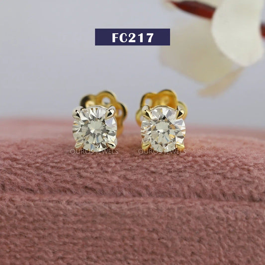 Round Brilliant Cut Diamond Stud Earrings