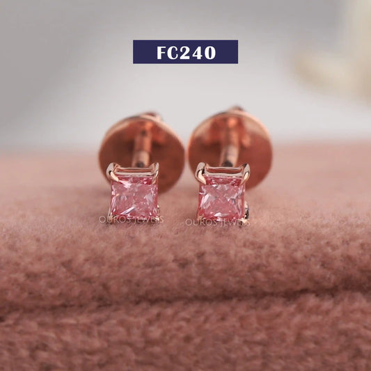 Pink Princess Lab-Diamond Stud Earrings