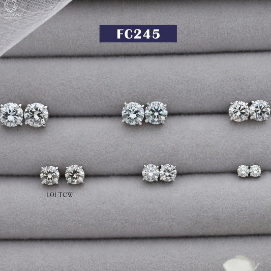 Green Round lab-Diamond Stud Earrings