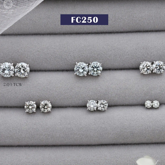 Green Round Diamond Stud Earrings