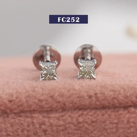 Green Princess Diamond Stud Earrings