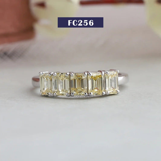 Yellow Emerald  Cut Five Stone Ring