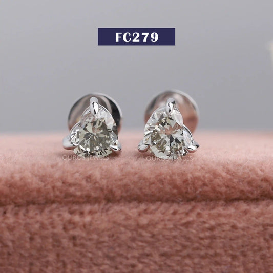 Olive Heart Cut Lab Diamond Stud