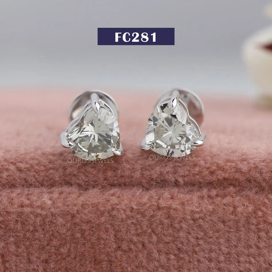 Heart Cut Lab Diamond Stud Earrings