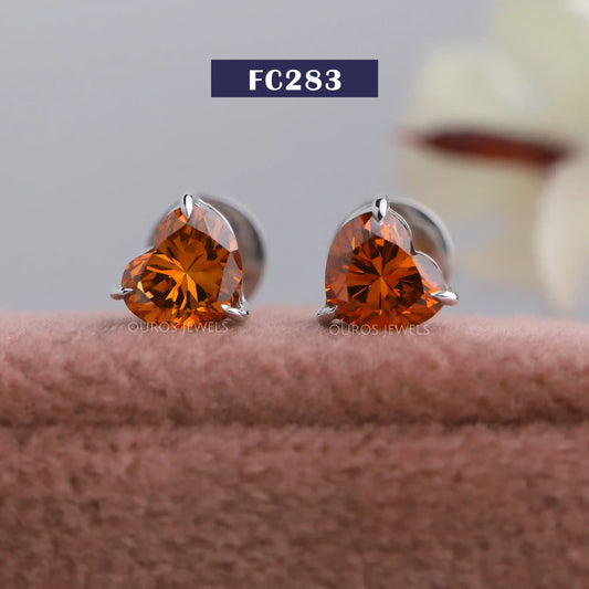 Red Heart Cut Stud Earrings