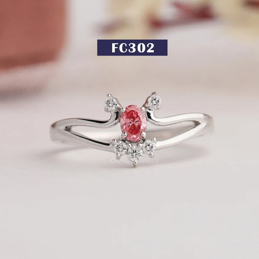 Pink Oval Cluster Ring