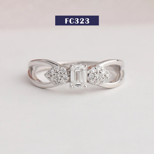 Emerald Cut Lab Diamond  Dainty Ring