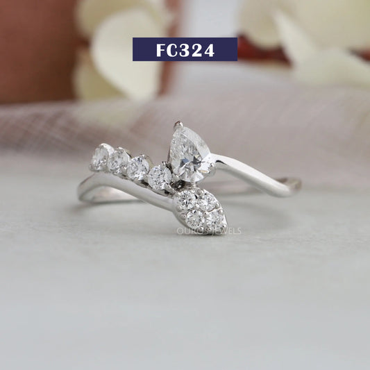 Pear Cut Cluster Diamond Bypass Ring