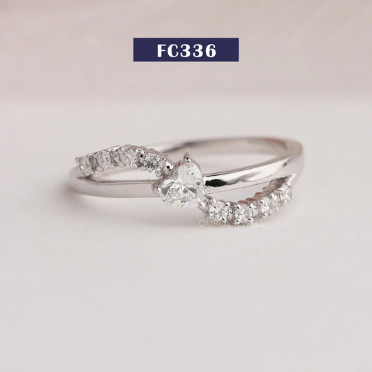 Heart Cut Accent Diamond Dainty Ring