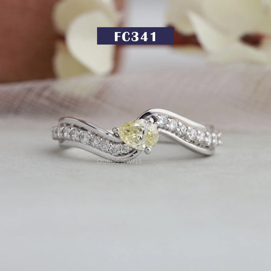 Yellow Pear Cut Accent Diamond Ring