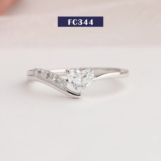 Heart Cut Accent Diamond Bypass Ring