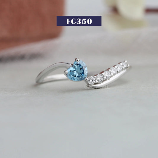 Blue Heart Cut Bypass Set Dainty Ring