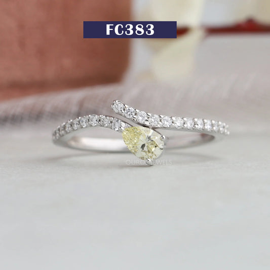 Yellow Pear Cut Diamond Bypass Ring