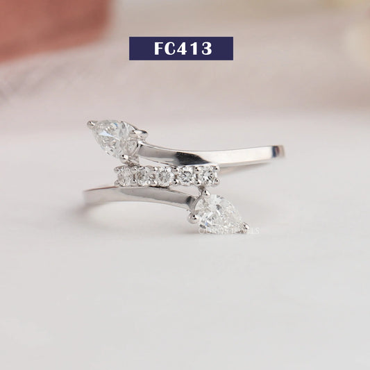 Pear Cut Diamond Bypass Ring